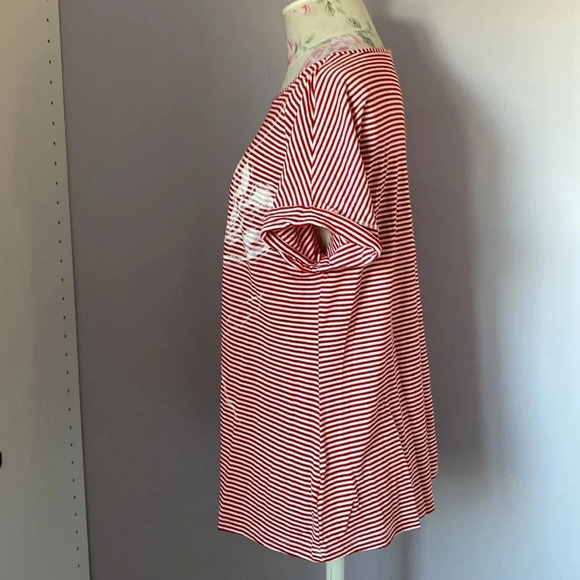 Rebecca G red striped shirt sleeve shirt with print size large - Picture 7 of 14